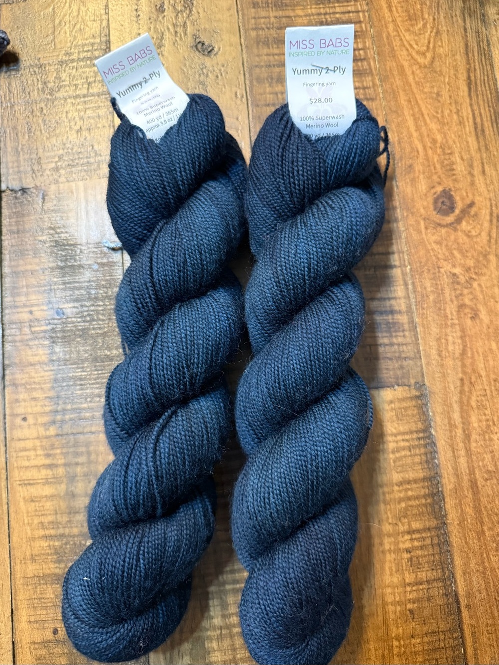 Miss Babs Yummy 2-Ply Fingering Yarn - blue 2 skeins - lot